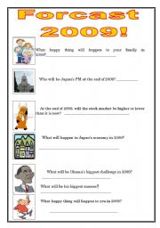 English Worksheet: Make your predictions for 2009!