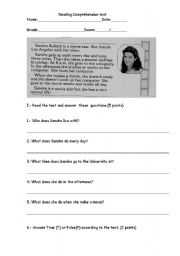 English Worksheet: Sandra Bullock s life