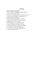 English Worksheet: Clothes