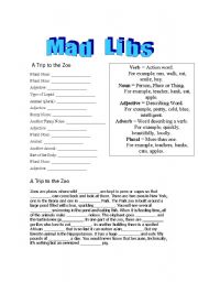 Mad Libs - Trip to the Zoo