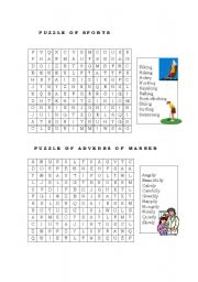 English Worksheet: crossword about sports and adverbs of manner
