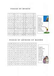 English worksheet: crossword about sports and adverbs of manner