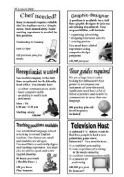 English Worksheet: Newspaper Job Advertisements