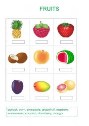 English Worksheet: Fruits