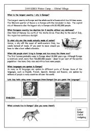 English Worksheet: Europe (2 of 3)