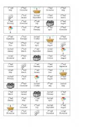 English worksheet: birthday bingo