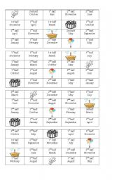 English worksheet: birthday bingo