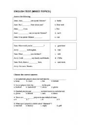 English Worksheet: English Test ( mixed )