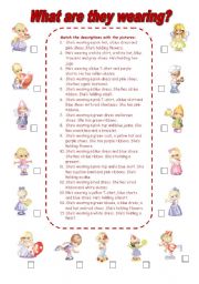 English Worksheet: What are they wearing? (1)