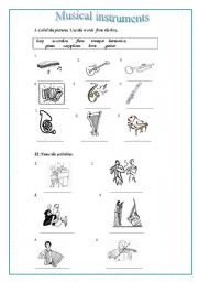 English Worksheet: Musical instruments