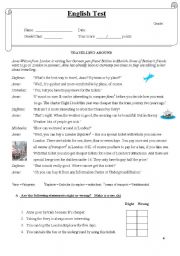 English Worksheet: Test for the 6th grade about Travelling, voc, e-mail, comparisons