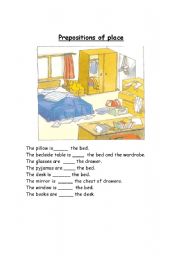 English Worksheet: prepositions of place