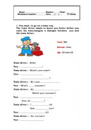 English Worksheet: Name and age
