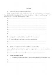 English worksheet: Test Paper 9th Grade