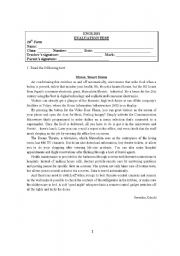 English Worksheet: Test 10th grade level VI - Technological development