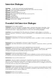 English Worksheet: Job Interview Dialogues