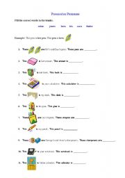 English Worksheet: Possessives pronouns