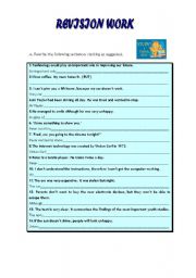 English Worksheet: revision work - ephrasing