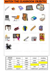 Match the classroom objects