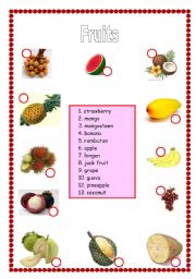 English worksheet: Thai fruits