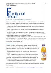 English Worksheet: Healthy Eating & Nutrition: Functional Foods