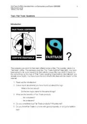 English Worksheet: Reading comprehension and speaking exercise Topic: Fair Trade