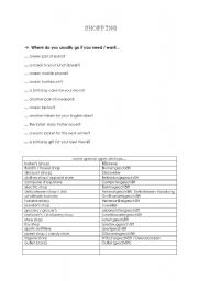 English worksheet: Types of shops / stores