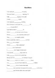 English Worksheet: Was were practise