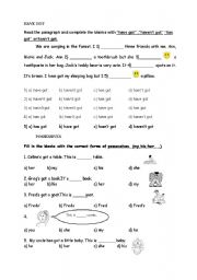 English Worksheet: A test on have got, to be, animals and possessives