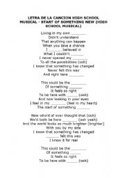 English worksheet: high school musical song