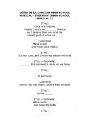 English Worksheet: song of high school musical