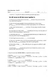 English Worksheet: modifiers, phrasal verbs