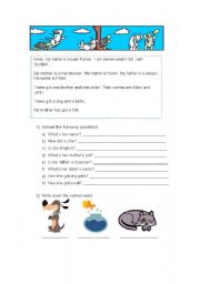 English worksheet: Pets/jobs