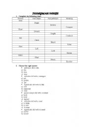 English worksheet: irregular verbs activities