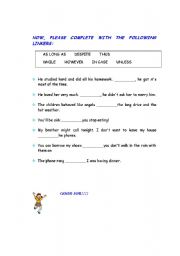 English worksheet: linkers