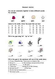 English Worksheet: Phonics worksheet-consonant clusters