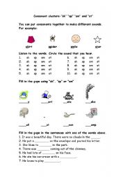 English Worksheet: Phonics-consonant clusters 2