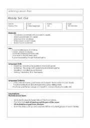 English Worksheet: listening plan