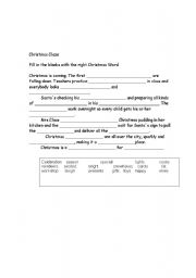 English Worksheet: Christmas Cloze 