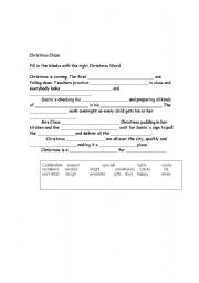 English worksheet: Christmas Cloze 