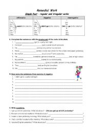 English Worksheet: regular and irregular verbs - simple past 