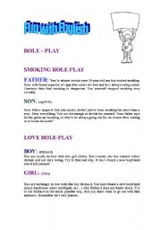English worksheet: two different role-play: smoking and love