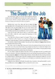 English Worksheet: Test - the death of the job