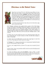 English Worksheet: Christmas in the USA (I)