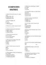 English worksheet: Simpsons Safari listening