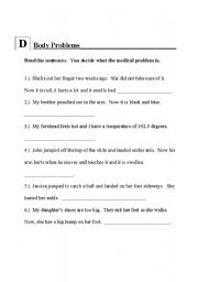 English worksheet: Body Problems