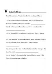 English Worksheet: Body Problems