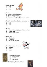 English worksheet: Quiz about Pablo Picasso