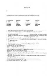English worksheet: people - vocabulary