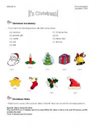 English Worksheet: Movie-conversation class based on the episode of Mr. Bean - Merry Xmas Mr. Bean (Teachers)